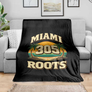 Vintage Miami 305 Roots Throw Blanket Retro Sunset Palm Trees Florida Natives TS02 Print Your Wear
