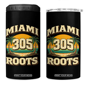 Vintage Miami 305 Roots 4 in 1 Can Cooler Tumbler Retro Sunset Palm Trees Florida Natives TS02 One Size: 16 oz Black Print Your Wear