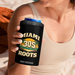 Vintage Miami 305 Roots 4 in 1 Can Cooler Tumbler Retro Sunset Palm Trees Florida Natives TS02 Print Your Wear