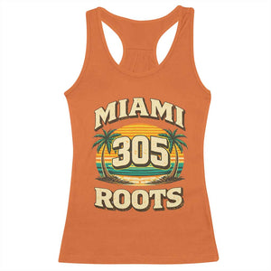 Vintage Miami 305 Roots Racerback Tank Top Retro Sunset Palm Trees Florida Natives TS02 Orange Print Your Wear