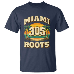 Vintage Miami 305 Roots T Shirt Retro Sunset Palm Trees Florida Natives TS02 Navy Print Your Wear