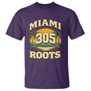 Vintage Miami 305 Roots T Shirt Retro Sunset Palm Trees Florida Natives TS02 Purple Print Your Wear