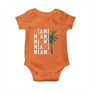 Miami Pride Palm Tree Graphic Baby Onesie Orange and Green Tropical City Vibes TS02 Orange Print Your Wear
