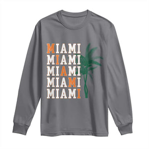 Miami Pride Palm Tree Graphic Long Sleeve Shirt Orange and Green Tropical City Vibes TS02 Charcoal Print Your Wear