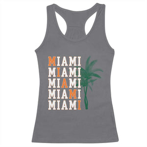 Miami Pride Palm Tree Graphic Racerback Tank Top Orange and Green Tropical City Vibes TS02 Charcoal Print Your Wear