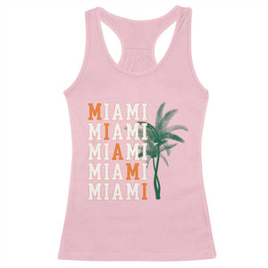 Miami Pride Palm Tree Graphic Racerback Tank Top Orange and Green Tropical City Vibes TS02 Light Pink Print Your Wear