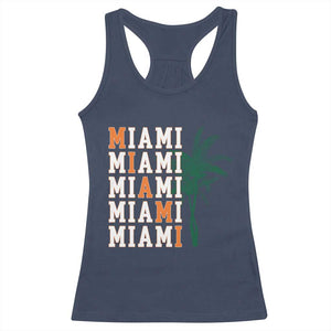 Miami Pride Palm Tree Graphic Racerback Tank Top Orange and Green Tropical City Vibes TS02 Navy Print Your Wear