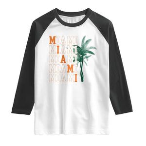 Miami Pride Palm Tree Graphic Raglan Shirt Orange and Green Tropical City Vibes TS02 White Black Print Your Wear