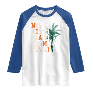 Miami Pride Palm Tree Graphic Raglan Shirt Orange and Green Tropical City Vibes TS02 White Royal Print Your Wear