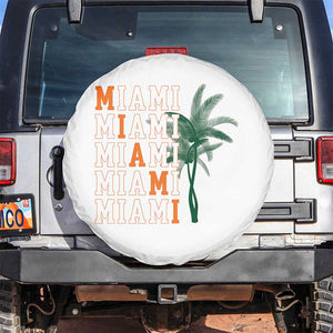 Miami Pride Palm Tree Graphic Spare Tire Cover Orange and Green Tropical City Vibes TS02 No hole White Print Your Wear