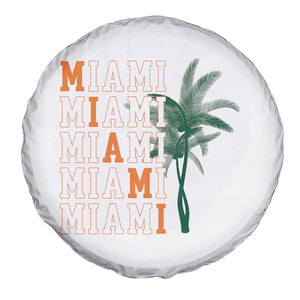 Miami Pride Palm Tree Graphic Spare Tire Cover Orange and Green Tropical City Vibes TS02 Print Your Wear