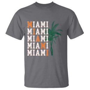 Miami Pride Palm Tree Graphic T Shirt Orange and Green Tropical City Vibes TS02 Charcoal Print Your Wear