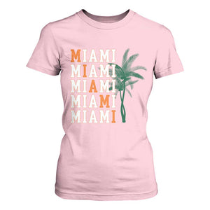 Miami Pride Palm Tree Graphic T Shirt For Women Orange and Green Tropical City Vibes TS02 Light Pink Print Your Wear