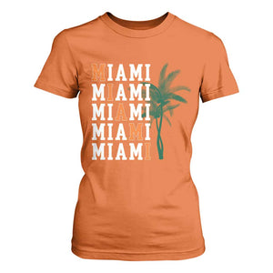 Miami Pride Palm Tree Graphic T Shirt For Women Orange and Green Tropical City Vibes TS02 Orange Print Your Wear