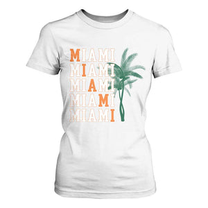 Miami Pride Palm Tree Graphic T Shirt For Women Orange and Green Tropical City Vibes TS02 White Print Your Wear
