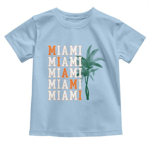 Miami Pride Palm Tree Graphic Toddler T Shirt Orange and Green Tropical City Vibes TS02 Light Blue Print Your Wear
