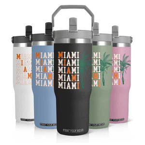 Miami Pride Palm Tree Graphic Flip Straw Tumbler Orange and Green Tropical City Vibes TS02 Print Your Wear