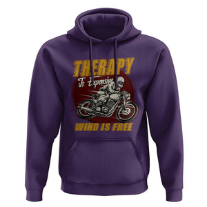 Funny Dirt Bike Hoodie Therapy Is Expensive Wind Is Free Motorcycle Bikers Riders TS02 Purple Print Your Wear