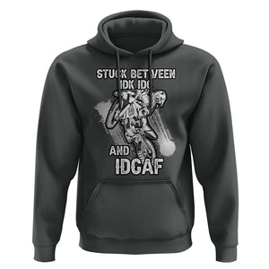 Dirt Bike Skull Hoodie Stuck Between Idk Idc And Idgaf Motorcross Biker TS02 Dark Heather Print Your Wear