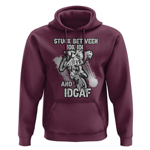 Dirt Bike Skull Hoodie Stuck Between Idk Idc And Idgaf Motorcross Biker TS02 Maroon Print Your Wear