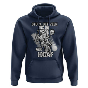 Dirt Bike Skull Hoodie Stuck Between Idk Idc And Idgaf Motorcross Biker TS02 Navy Print Your Wear