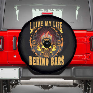 Biker Skull Spare Tire Cover I Live My Life Behind Bars Motorcycle Dirt Biker TS02 Black Print Your Wear