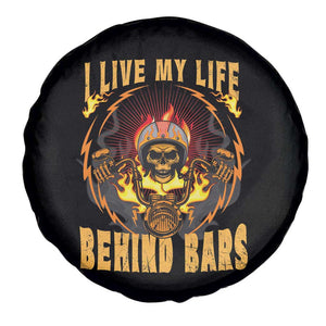 Biker Skull Spare Tire Cover I Live My Life Behind Bars Motorcycle Dirt Biker TS02 Print Your Wear
