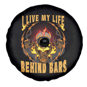 Biker Skull Spare Tire Cover I Live My Life Behind Bars Motorcycle Dirt Biker TS02 Print Your Wear