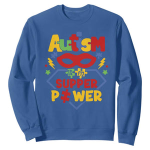 Autism Acceptance Sweatshirt Autism Is My Superpower Autistic Hero TS02 Royal Blue Printyourwear