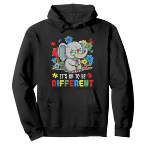 Autism Awareness Elephant Hoodie It's Ok To Be Different Proud Autistic Acceptance TS02 Black Printyourwear