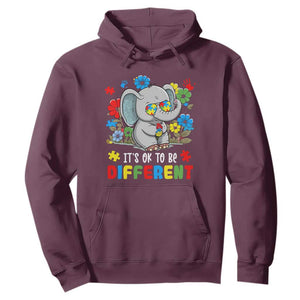 Autism Awareness Elephant Hoodie It's Ok To Be Different Proud Autistic Acceptance TS02 Maroon Printyourwear