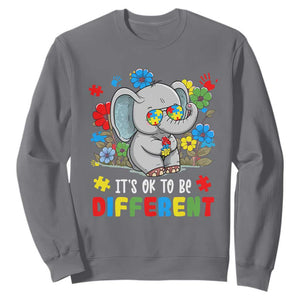Autism Awareness Elephant Sweatshirt It's Ok To Be Different Proud Autistic Acceptance TS02 Charcoal Printyourwear
