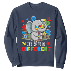 Autism Awareness Elephant Sweatshirt It's Ok To Be Different Proud Autistic Acceptance TS02 Navy Printyourwear