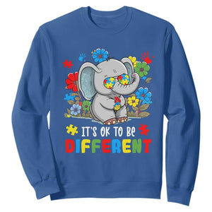 Autism Awareness Elephant Sweatshirt It's Ok To Be Different Proud Autistic Acceptance TS02 Royal Blue Printyourwear