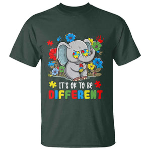 Autism Awareness Elephant T Shirt It's Ok To Be Different Proud Autistic Acceptance TS02 Dark Forest Green Printyourwear