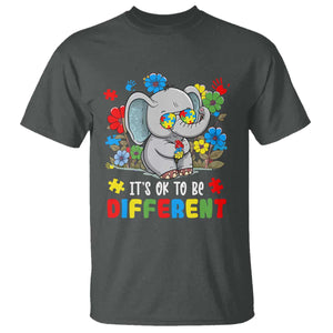 Autism Awareness Elephant T Shirt It's Ok To Be Different Proud Autistic Acceptance TS02 Dark Heather Printyourwear