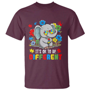 Autism Awareness Elephant T Shirt It's Ok To Be Different Proud Autistic Acceptance TS02 Maroon Printyourwear