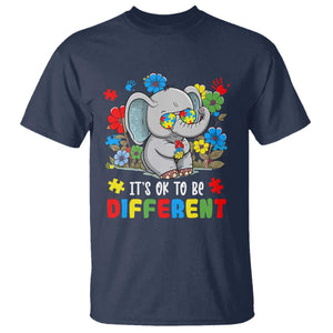 Autism Awareness Elephant T Shirt It's Ok To Be Different Proud Autistic Acceptance TS02 Navy Printyourwear