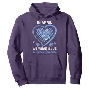 Autism Awareness Hoodie In April We Wear Blue Heart Love Support Inclusion Acceptance TS02 Purple Printyourwear