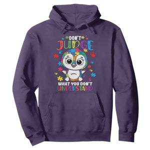 Autism Awarenss Penguin Hoodie Don't Judge What You Don't Understand TS02 Purple Printyourwear