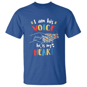 Autism Parent T Shirt I Am His Voice He Is My Heart Mom Dad Family Love Support TS02 Royal Blue Printyourwear