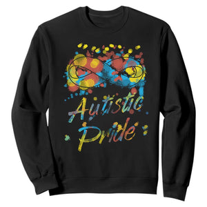 Autism Acceptance Sweatshirt Autistic Pride Support Rainbow Infinity Symbol TS02 Black Printyourwear