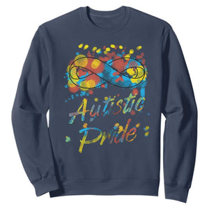 Autism Acceptance Sweatshirt Autistic Pride Support Rainbow Infinity Symbol TS02 Navy Printyourwear