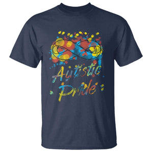 Autism Acceptance T Shirt Autistic Pride Support Rainbow Infinity Symbol TS02 Navy Printyourwear