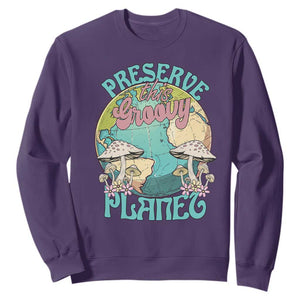 Earth Day Sweatshirt Preserve This Groovy Planet TS02 Purple Printyourwear