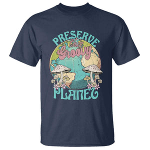Earth Day T Shirt Preserve This Groovy Planet TS02 Navy Printyourwear