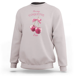 In My Coquette Era Sweatshirt Pink Bow Cherry TS02 Ice Gray Printyourwear
