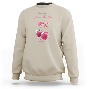 In My Coquette Era Sweatshirt Pink Bow Cherry TS02 Sand Printyourwear
