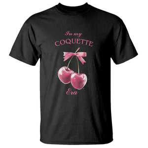 In My Coquette Era T Shirt Pink Bow Cherry TS02 Black Printyourwear