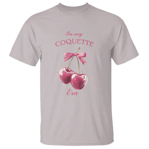 In My Coquette Era T Shirt Pink Bow Cherry TS02 Ice Gray Printyourwear